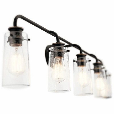 Bronze Modern 44" Vanity Light with Clear Jelly Jar Shades