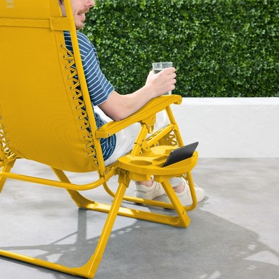 Sunflower Yellow Steel Zero Gravity Beach Lounger with Armrests