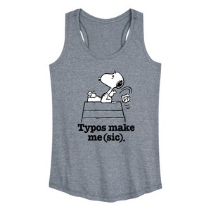 Women's - Peanuts - Snoopy Typos Make Me Sic Graphic Racerback Tank - 1 of 4
