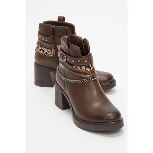 Boliva - Brown Buckled Chain Block Heel Boot (Women) | Prologue Shoes - 1 of 3