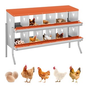 Chicken Nesting Boxes, Two-Tier Metal Chicken Egg Laying Box,Large Vented Holes for Egg Collection - 1 of 4