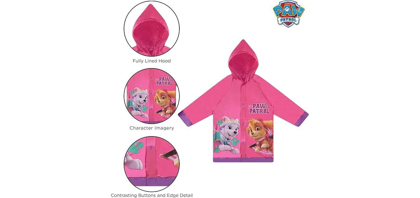 Nickelodeon Paw Patrol Girl’s Raincoat and Umbrella Set, Toddlers Ages 2-3 (Dark Pink), цвет: Тёмный розовый — фото 5