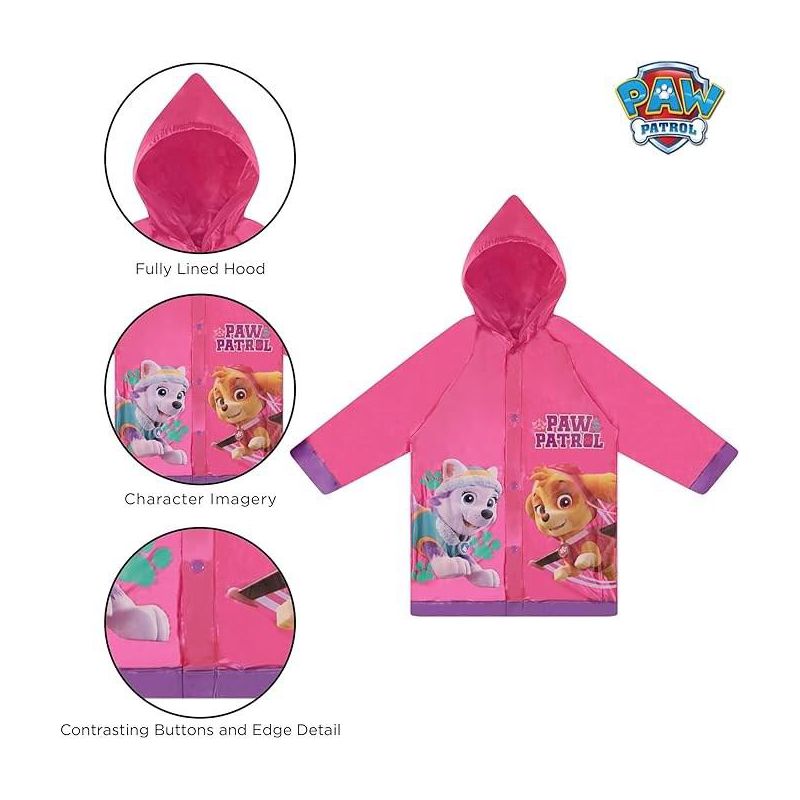 Paw Patrol Girl’s Raincoat and Umbrella Set, Kids Ages 2-7  (Dark Pink), 5 of 8