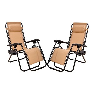 Elevon Adjustable Outdoor Zero Gravity Recliner Lounge Chair w/ Detachable Cup Holder for Deck or Beach Bonfire, Weight 300Lbs Max - 1 of 4