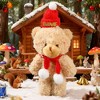 BABYYER Plush Bear Doll, Christmas Blush Bear, Cute Bear Stuffed Animal with Hat and Scarf for Holidays and Home Decor - 2 of 4