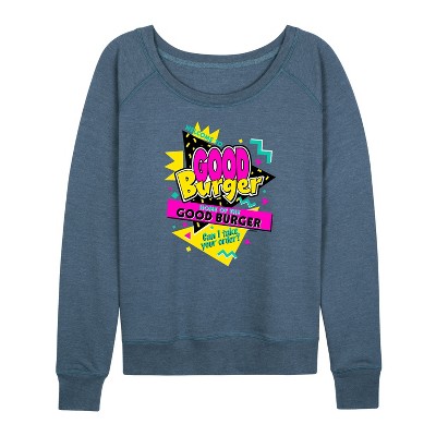 Women's - Good Burger - Home of the Good Burger Lightweight French Terry Wide Neck Long Sleeve Shirt