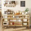Homhougo Fluted Storage Cabinet 65.8" Adjustable 3-Tier, Modren Entryway Organizer with Fluted Doors and Gold Handle Natural - 4 of 4