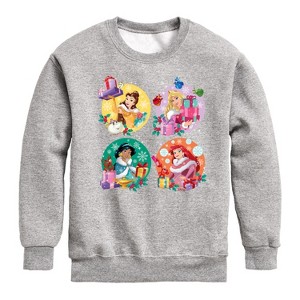 Boys' - Disney - Princess Christmas Grid Graphic Long Sleeve Fleece Sweatshirt - 1 of 4