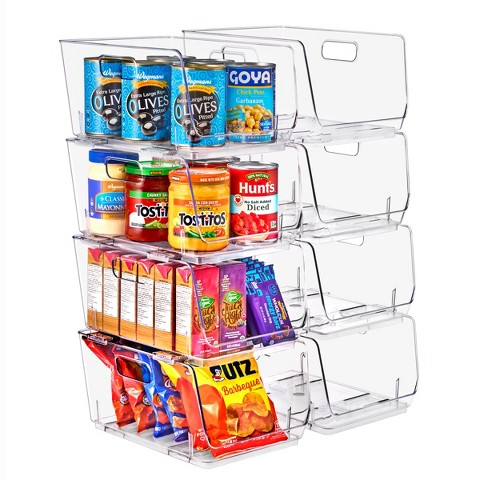 Sorbus 8 Pack Medium Stackable Open Front Storage Bins - For Pantry, Kitchen and Home Organization