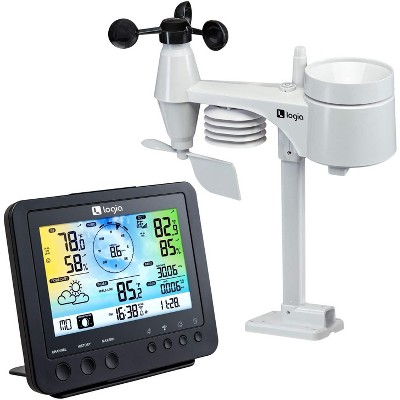 Logia 5-in-1 Wi-Fi Weather Station | Indoor/Outdoor Remote Monitoring System Reads Temperature, Humidity, Wind Speed/Direction, Rain & More | Wireless LED Color Console w/Forecast Data, Alarm, Alerts