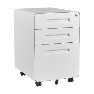 Munora 3-Drawer Metal Filing Cabinet - Lockable Mobile Storage for Legal/Letter/A4/F4, 330LBS Capacity, Fully Assembled Except Wheels (White) - 1 of 4