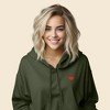 Dalix Pixel Heart Embroidered Fleece Cropped Hoodie Cold Fall Winter Women - 3 of 4