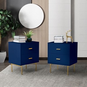 Ceandro Contemporary Classic 2-Drawer Nightstand Set of 2|ARTFUL LIVING DESIGN-NAVY - 1 of 4