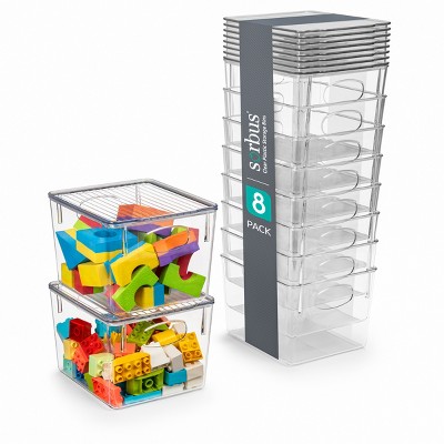 Sorbus 8 Pack Medium Storage Containers with Lids - Small Plastic Storage Bins - Toy Organizers and Storage Bin - Clear Containers for Organizing