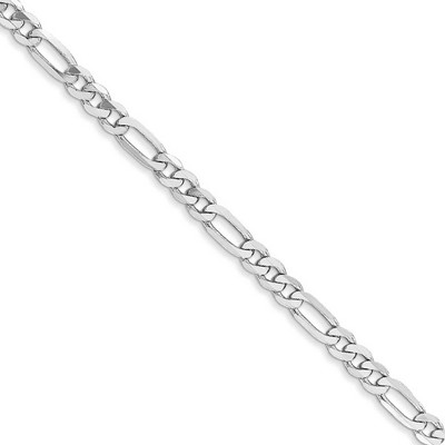 Black Bow Jewelry 3mm 14k White Gold Flat Figaro Chain Necklace