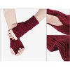 INSPIRE CHIC Women's Knit Lacework Wrist Thumb Hole Half Finger Sleeves Gloves for Christmas Windproof 1 Pair - 3 of 4