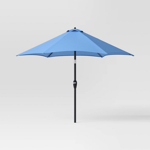 9' Round Patio Umbrella Ocean good Black Pole