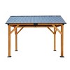 9X11 FT Pavilion Grill Gazebo with Steel Gable Roof,Hardtop Fir Wood Outdoor Patio Gazebo Shelter,All Weather Metal Backyard Gazebo-Coolbibila - 3 of 4
