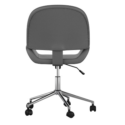 Gray Faux Leather Armless Swivel Office Chair with Polished Nickel Frame