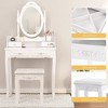 DOMETOUR Vanity Table Set with 4 Drawer, Makeup Dressing Table w/Cushioned Stool, Girls Women Bedroom Furniture Set Oval Mirror - 2 of 4