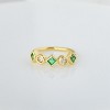 Jewelry Avalanche 20G 14K Gold Bezel Set Princess Cut Emerald & Round Diamond Nose Hoop Ring, 8mm - 2 of 4