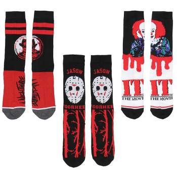 Horror Movie Friday The 13th A Nightmare On Elm Street IT Crew Socks Size 8-12 Multicoloured