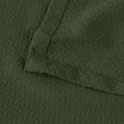 Forest Green Cotton Chevron Lightweight Woven Throw Blanket