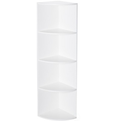White Wooden 4-Tier Corner Bookshelf for Kids