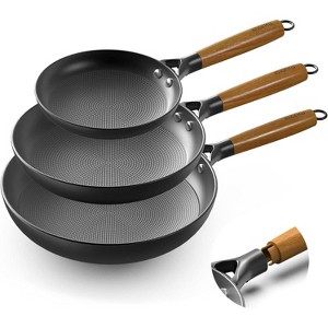 imarku Nonstick Frying Pans - 8&10&12 Inch Cast Iron Skillets Professional Cast Iron Pan Dishwasher Safe Nonstick Frying Pan Set, Detachable Handle - 1 of 4
