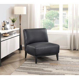 NicBex Luxury Leather Accent Chair, Modern Living Room Chair with Cushioned Seat & Back with Reinforced Solid Wood Frame, Black - 1 of 4