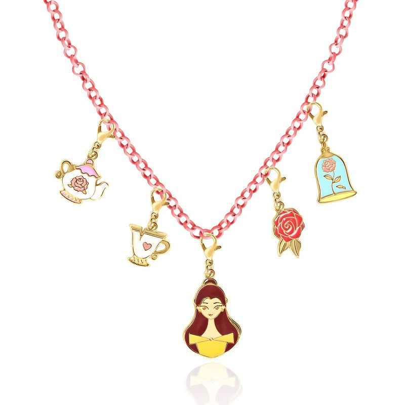 Disney Princess Girls Necklace, Bracelet, and Charms Set - Beauty and the Beast Belle Charms with Bracelet and Necklace, 5 of 7