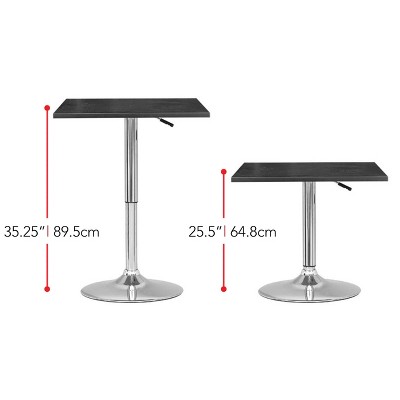 Adjustable Height Black and Chrome Square Bar Table
