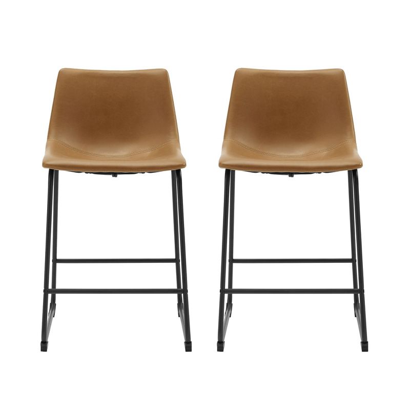 Set of 2 Laslo Modern Upholstered Faux Leather Counter Height Barstools - Saracina Home, 4 of 18