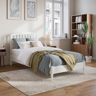 AFI Furnishings Quincy Twin XL Solid Wood Low Profile Platform Bed, White