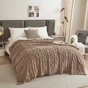 DOMETOUR Fuzzy Cable Knit Throw Blanket for Couch, 43.3 x55 Inches Cozy Blanket for Kids Women, Ultra Soft Lightweight Blanket for All Season - 1 of 4