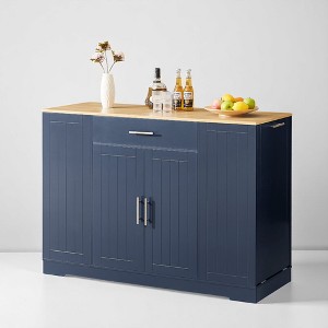 53" Kitchen Island with Tilt-Out Trash Cabinet, Storage Drawers, Adjustable Shelves & Spice Rack – Modern Farmhouse Prep Station for Dining Room - 1 of 4