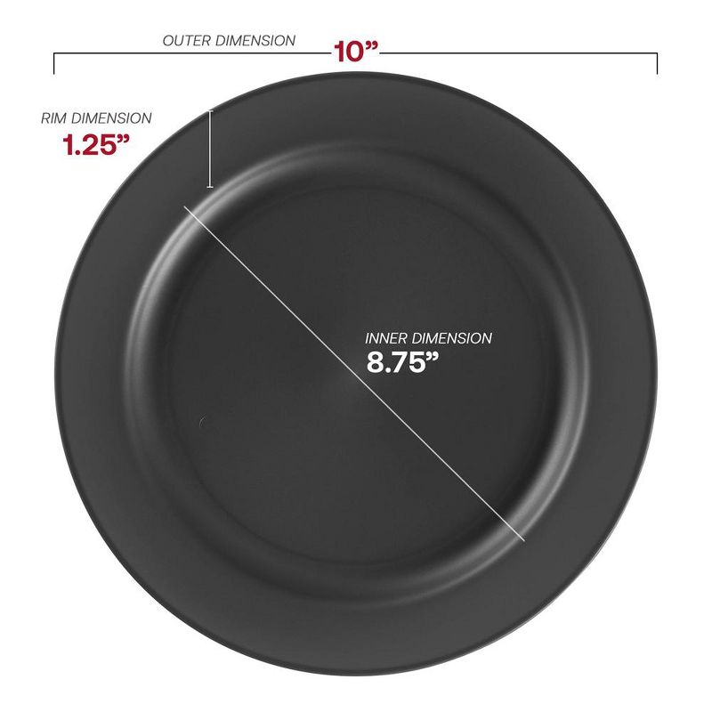 Smarty Had A Party 10" Matte Charcoal Gray Round Disposable Plastic Dinner Plates (120 Plates), 2 of 7