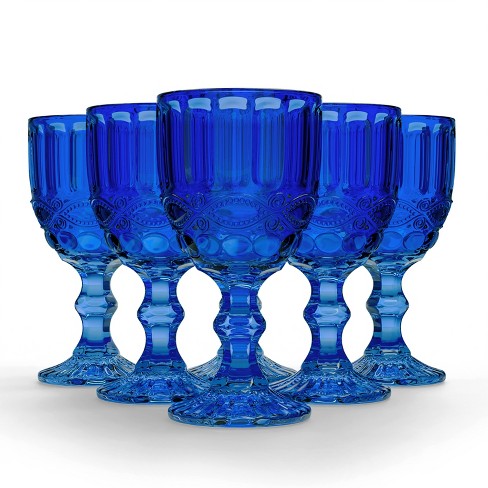 Elle Decor Glass Tumblers Set of 6 Glass Design, 8.5-Ounce Water Drinking  Glasses, Blue