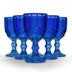 Elle Decor Wine Goblets Glasses, Set of 6,Blue