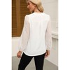 Women's V Neck Lace Sleeve Chiffon Blouse Elegant Casual Lightweight Top Tunic - 2 of 3