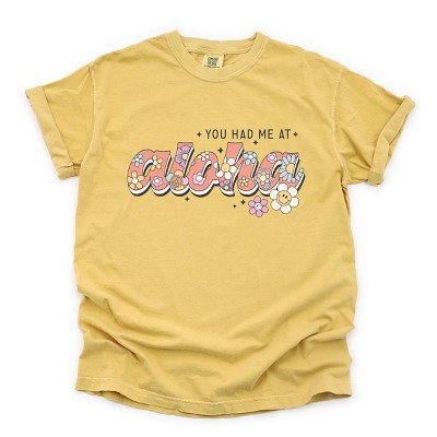 Simply Sage Market You Had Me At Aloha Garment Dyed Tee - M - Mustard