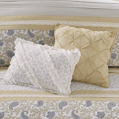 Queen Yellow Cotton Reversible 9-Piece Comforter Set