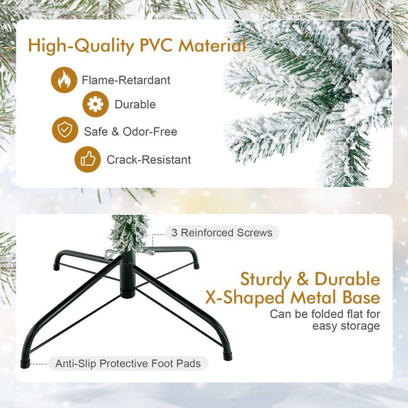 Tangkula 9ft Snow Flocked Christmas Tree 1498 Premium Hinged Tips  Artificial Unlit Tree, 4 of 11