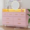 8 Drawer Dresser with Power Outlet and LED Lights, Wood Modern Chest of Drawers with Gold Handles and Open Storage Space, for Bedroom, Living Room - 3 of 4