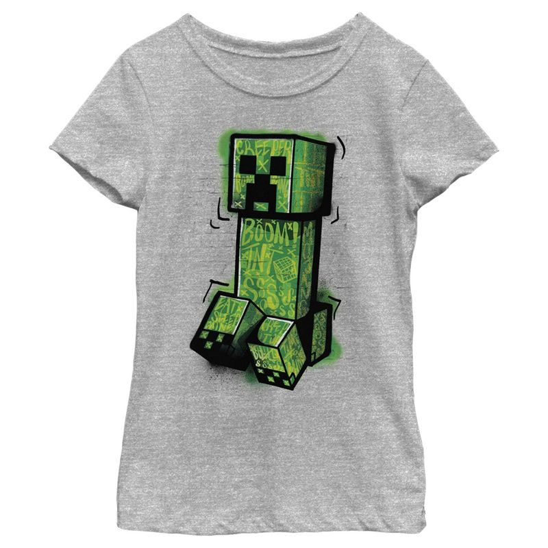 Girl's Minecraft Graffiti Creeper T-Shirt, 1 of 6