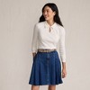 Lands' End Women's Lightweight Denim Mid Rise Pleated Above the Knee Skirt - 4 of 4
