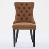 Kumasinova High-End Tufted Dining Chairs Set of 2,Linen/Fabric Accent Chairs with Wood Legs,Kitchen Chairs with Nailhead Trim,Dining Chair for Kitchen - 2 of 4