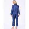 cheibear Women's Satin Soft Button-Down Sleepwear with Pants Lounge Pajama Set - 4 of 4