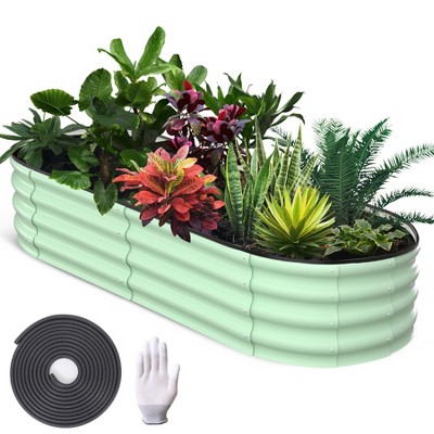 Garvee 6x3x1 FT Galvanized Raised Bed for Outdoor, Oval Garden Bed with Open Base, Tool-Free Assembly Planter Raised Boxes for Vegetables & Flowers