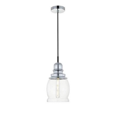 Elegant Lighting Kenna 1-Light Chrome Pendant with Clear Glass Cylinder Shade